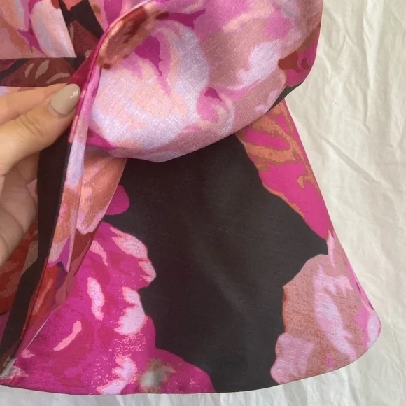 Cameo Strapless Abstract Floral Bustier Top Peplum Corset Modern Party Size S - Picture 12 of 15